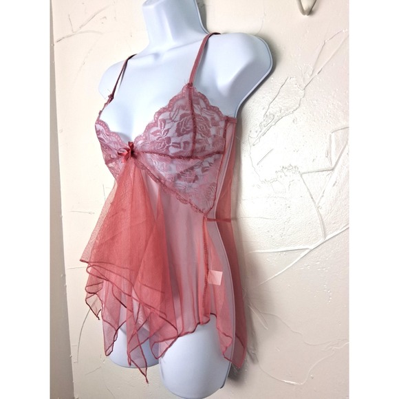 Vtg Y2K Baby Doll Lace Tulle Sheer Tank Top‎ Size Small Fairy Coquette Dainty - Picture 3 of 6